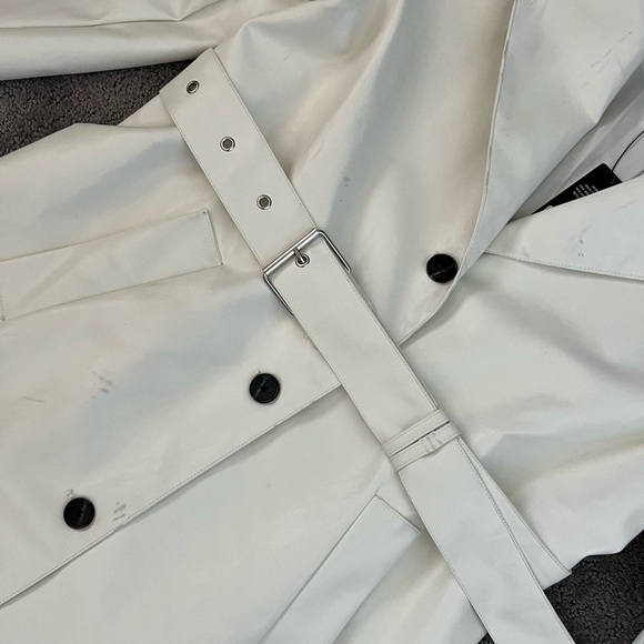 Fashion Nova White Faux Leather Martinis In The City Trench Coat - Picture 5 of 13